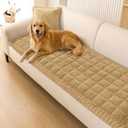 Smiry Non Slip Couch Covers for Dogs, Fuzzy Pet Couch Covers for 3 Cushion Sofa Pet Friendly, Soft Sofa Slipcovers Cushion Furniture Protector Washable (Camel, 27.6" x 82.7")