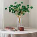 Hananona 12 Pcs Artificial Chrysanthemum Flowers, Green Kiku Pom Pom Mums Flower Faux Floral Arrangements Centerpiece for St Patrict Day Home Kitchen Decor (12, Blackish Green)