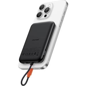 Charmast Slim Portable Charger, 5000mAh Fast Charging Power Bank Built in for iPhone Cable, Digital Display Battery Pack Compatible with iPhone 14/14 Pro Max/13/13 Pro Max/12/11/XR/X (No-Wireless)