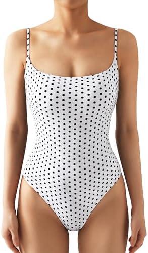 SUUKSESS Women Sexy Square Neck Thong Bodysuit Backless Cami Bodysuit Top, Size L