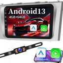 4G+64G Android 13 Car Radio for Toyota Camry 2007 2008 2009 2010 2011, 9 Inch Touch Screen with GPS/FM/WiFi/USB, Support SWC, Wireless CarPlay Android Auto Head Unit