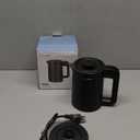 WTJMOV 0.6L Small Electric Tea Kettle Lightweight, 20 Ounce Double Wall Hot Water Boiler Stainless Steel Auto Shut-off, 120V Portable Travel Electric Kettle Fast Boil for Tea and Coffee, Black