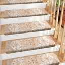 Bullnose Non-Slip Stair Treads for Wooden Steps, Carpet Stair Treads for Indoor Runner, Pet Friendly Soft Stair Rugs, Edging Stair Protectors Reusable, Washable, 30"x9.5"x1.5" 14pcs, Beige