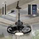 ZeboZap 16" Outdoor Ceiling Fan with Lights, IP65 WaterProof with for Patios, Canopy, Gazebo, and Pergola. Plug in Caged Fan with Remote Control, Quick Strap-On Installation | 3 Lights 6-Speeds fan, Medium