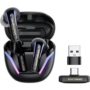 20ms Ultra-Low Latency 2.4G Wireless Gaming Earbuds with ENC Mic - 2.4GHz/Bluetooth Dual-Mode for PS5, PC, Meta Quest 3, Steam Deck, Phone & Laptop-Black