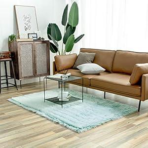 Ashler HOME DECO Soft Faux Sheepskin Fur Chair Couch Cover Area Rug Bedroom Floor Sofa Living Room Spring Green 4 x 6 Feet