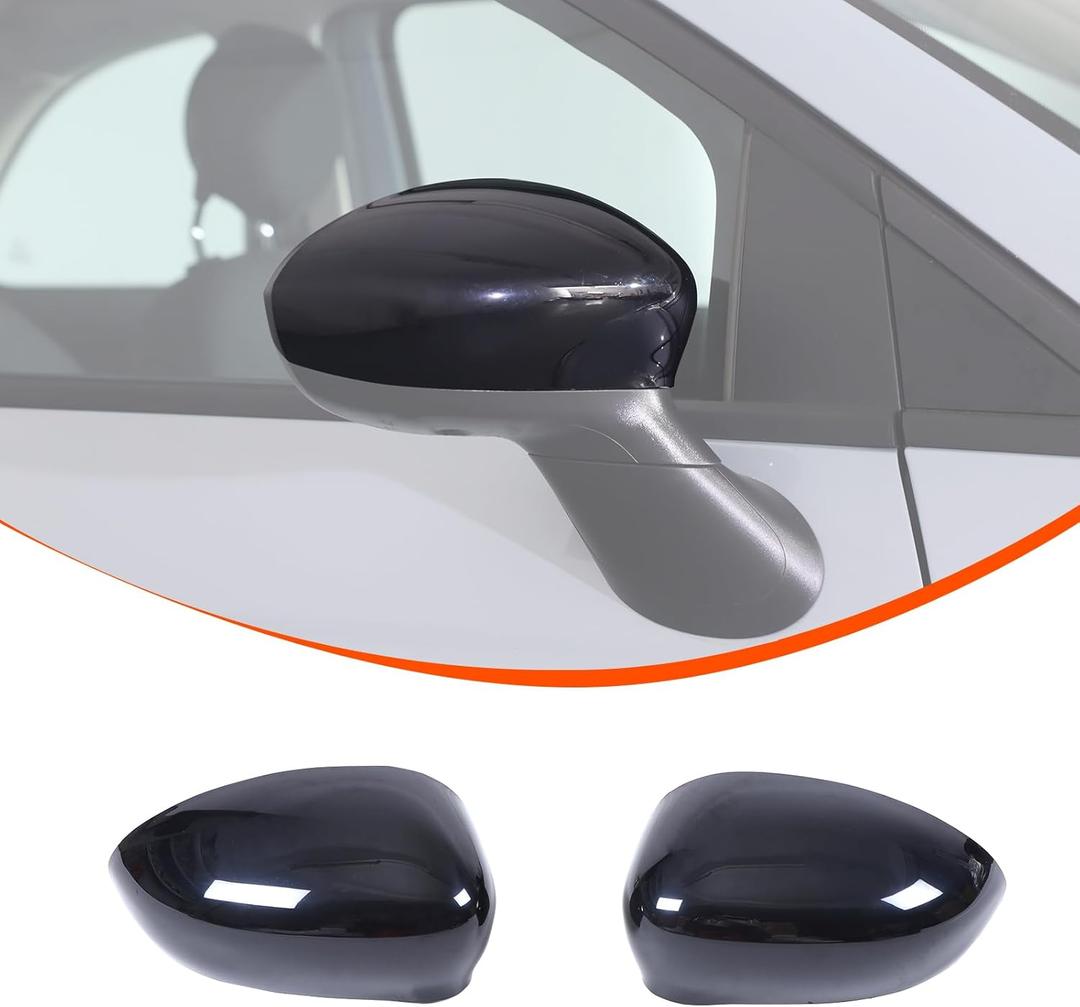Car Door Rear View Mirror Cover Trim Compatible with Fiat 500 2011-2024ABS Outside Side Rearview Mirror Cover decoration Replace Exterior Accessories (Piano Black)