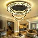 Flashing God Large 48in Crystal Ring Chandelier Modern Black Crystal Chandeliers LED Dimmable Flush Mount Chandelier Crystal Ceiling Light for Living Room Bedroom Foyer
