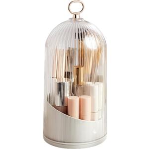 Rotate Toothbrush Holder with Cover - Frosted Glass Countertop Organizer, Dustproof Enclosed Bathroom Toothbrush Box, Toothpaste & Brush StorageBathroom Storage Box, toiletries Storage Bucket