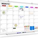 Magnetic White Board Calendar Dry Erase for Wall 48" x 36", Monthly Calendar Whiteboard Dry Erase Board Wall Mounted Board, Colorful Calendar Board for Office, School, Home, Kitchen,Store