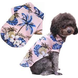 Hawaiian Beach Print Pet Dog Cat T-Shirts Cute for Small to Medium Dog Cats Cool Summer Vest Camp Shirt Clothes (Pink, 2XL)
