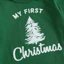 Baby Boy Christmas Outfit My First Christmas Long Sleeve Bodysuit Pants Santa Hat 3-Piece Clothes Set (Green)