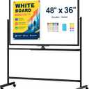 48" X 36" Large Rolling Whiteboard, 360Rotation Magneitic White Board with Stand, Double Sides Whiteboard Easel on Wheels, Big Dry Erase Board for Office, School, Home