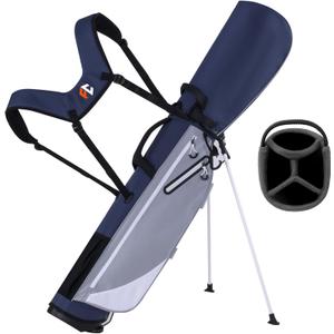 Lightweight Golf Stand Bag, 4-Way Full-Length Dividers, Holds Up to 10 Clubs, 3.7 lbs Golf Bag with Dual Straps & Stand for Driving Range, Par 3, and Standard Courses (Navy)