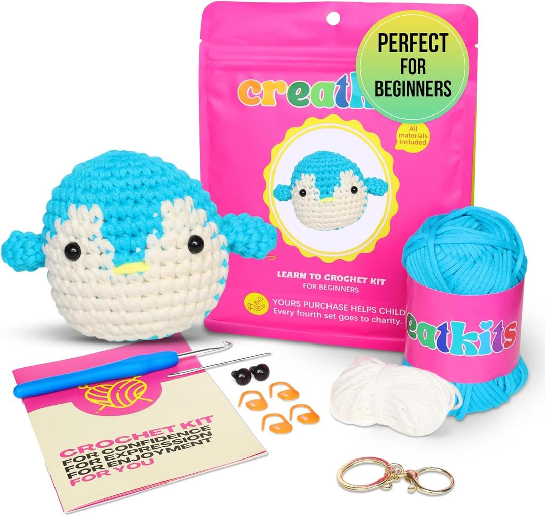 Crochet Kit for Beginners  Penguin | DIY Crochet Animal Kit with Step-by-Step Video  Craft Set for Adults & Kids  Includes Yarn, Hook, Needle, Scissors, Eyes & More  Great Gift for All Ages