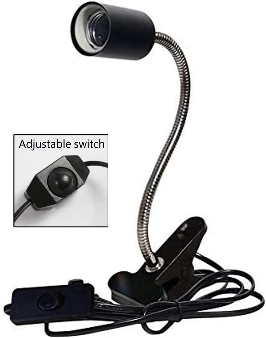 UVA UVB Light Bulb Reptile Ceramic Heat Lamp Pet Heating Bulb Holder Clamp Lamp Fixture Heating Light Lamp For Reptiles,Aquarium Reptile Light Adjustable Habitat Lighting Stand,110V-130V(Black)