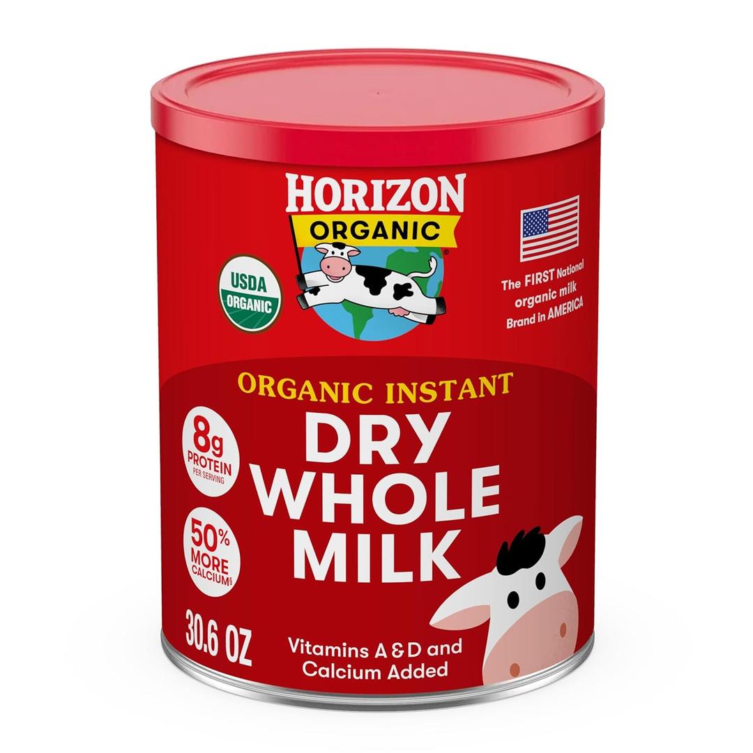 Horizon Organic Instant Dry Whole Milk Powder, 30.6 oz, USDA Organic, Non-GMO, Shelf Stable, Great for Baking, Cooking, Beverages, Emergency Storage, Pantry Essential (30.6 Ounce (Pack of 1)) BB Date Not Found 
