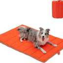 46x28In Large Size Outdoor Dog Bed, Waterproof & Portable Camping Travel Pet Mat, Easy to Clean, Washable Odor Resistant Pet Cooling Pad (Orange)