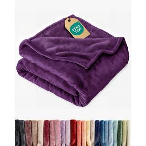Ultra Soft Fleece Blanket Throw Size - Flannel Fleece Luxury Throw Blanket - Lightweight for Couch Bed Chair - Thick, Warm and Breathable - All Season Cozy Anti-Static Microplush Bedding, Purple