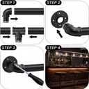 2 x Zonon 6 ft Bar Foot Rail Kit Bar Rest Brackets Undercounter Mount Hardware and Tubing Complete Kit Foot Railing Stainless Steel Brass Finish for Kitchen Island Indoor Outdoor Stairs Loft Porch (Black)