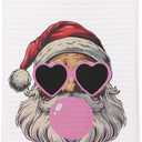 Santa Christmas Kitchen Towels - Christmas Hand Towels for Bathroom, Christmas Dish Towels for Kitchen, Pink Santa Christmas Kitchen Decor, Retro Pink Christmas Decor for Bathroom