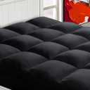 Mattress Topper King for Back Pain, Extra Thick Mattress Pad Cover, Plush Pillow Top, Deep Elastic Pocket, Black