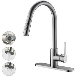 Havin Brushed Nickel Kitchen Faucet with Pull Down Sprayer, High Arc Stainless Steel Material, with cUPC Ceramic Cartridge,Fit for 1 or 3 Holes Kitchen Sink or Laundry Sink or bar Sink Faucet