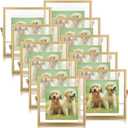 Hoteam 12 Pack 6 x 6 Inch Gold Floating Frame for Photo 4 x 4 Inch, Glass Floating Picture Frame Collection Vintage Metal Minimal Ornate Easel for Wedding Gift Pictures Photos Desk Tabletop Display