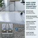 Office Chair Mat for Carpet, 46" x 60" Heavy Duty Clear PVC Large Floor Protector with Studded Backing, Non-Slip Plastic Mat for Office Chair, Desk & Rolling Computer Gaming Chair on Low Pile Carpet