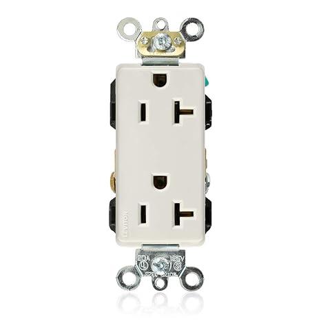 Leviton 20 Amp, 125 Volt, Decora Plus Duplex Receptacle, Straight Blade, Industrial Grade, Self Grounding, 16362-T, Light Almond, Pack of 3