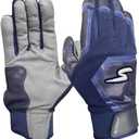 Stinger Sports Traditional Short Cuff Batting Gloves (Sting Squad and Color Crush) - Baseball and Softball Gloves for Adult & Youth - Ultra Soft, Durable, Breathable, Sheepskin Leather (Navy)
