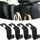 Car Seat Headrest Hook, 4 Pack Auto Seat Hanger Storage Organizer for Purse Handbag Coats Grocery Bags, Car Interior Accessories, Universal Vehicle Backseat Plastic Hanging Hook (Black2)