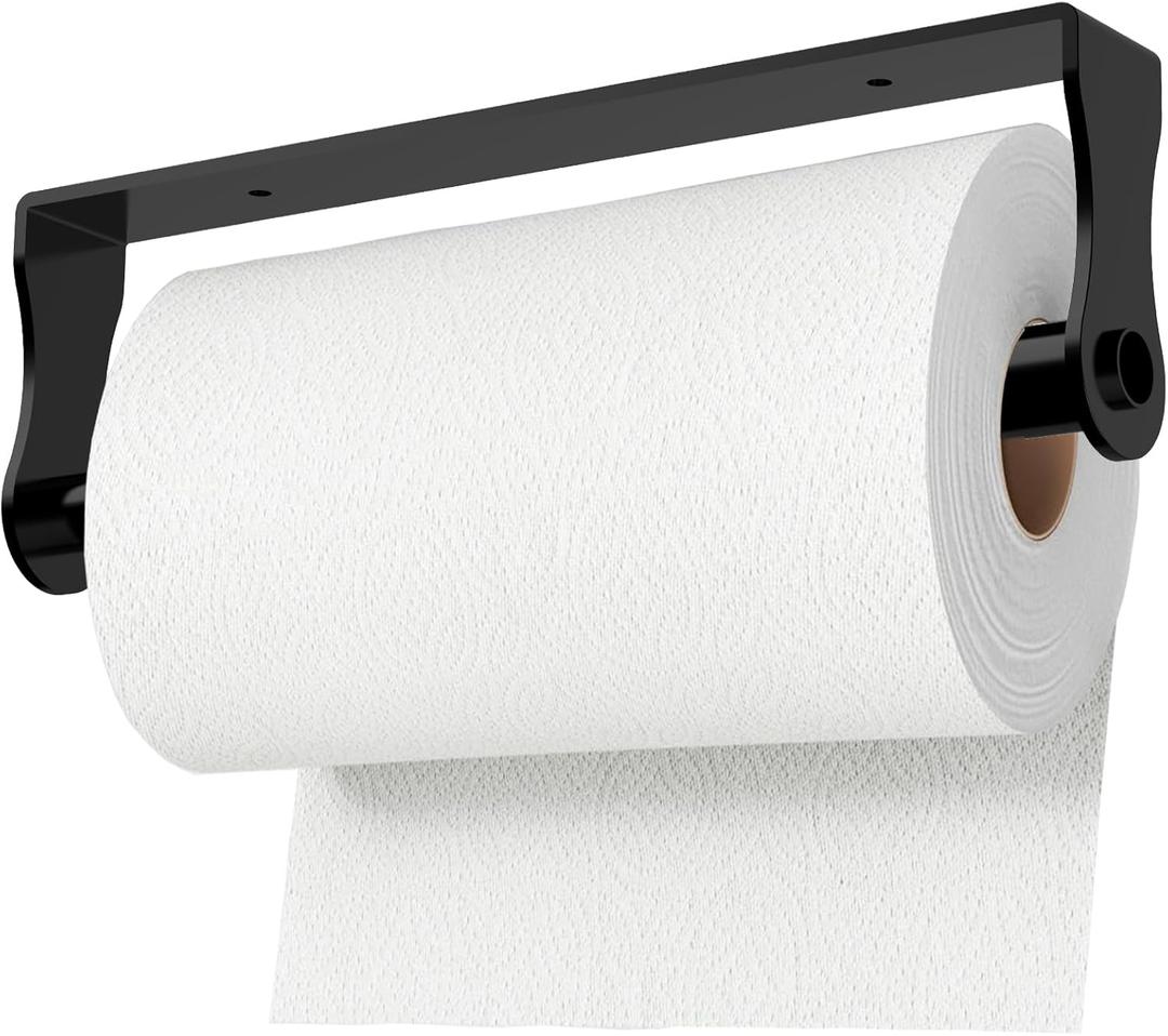 Paper Towel Holder-Under Cabinet Paper Towel Holder for Kitchen,Adhesive Paper Towel Roll Rack for RVs,Matte Black Wall Mounted Paper Towel Rack Under Counter,SUS304 Stainless Steel