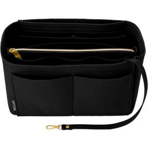 OPPOSHE Purse Organizer Insert for Handbags, Softened Felt Bag Insert Organizer for Tote, Handbag Organizer Compatible with LV, Coach, MK, Kate Spade, Goyard, Longchamp (Black, Medium)