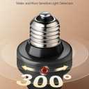 Light Sensor Socket, E26/E27 Light Bulb Socket, Automatic Dusk to Dawn Photocell Sensor with 300 Adjustable Angle for Outdoor Lighting in Porch, Garage, and Wall Lights, Black, 2 Pack