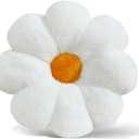 17.7" White Flower Pillow Decorative Throw Cushion  Plush Faux Rabbit Fur, Cute Girls Pillow for Bedroom & Dorm Decor