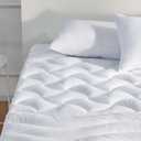 SLEEP ZONE Full Size Cooling Mattress Topper for Double Bed, Premium Zoned Cool Mattress Pad Cover, Padded Mattress Protector Breathable Washable, Deep Pocket 8-21" (White, Full)