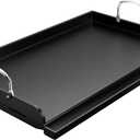 Uniflasy Nonstick Griddle for Gas Grill, Cast Iron Griddle for Outdoor Gas & Charcoal Grills, 25" x16" Nonstick Coating FlatTop Insert Cooking Pan for Weber Charbroil Camp Chef Grill