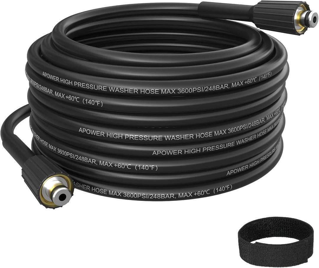 PVC Pressure Washer Hose 50 FT x 1/4", Kink Resistant Power Washer Hose, High Pressure Water Hose Extension Replacement for Home Use, 3600 PSI, Dark Black
