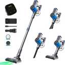 Cordless Vacuum Cleaner, 6-in-1 Portable Stick Vacuum Cleaner, Powerful Suction, Lasts Up to 40 Minutes, Anti-Tangle Design, Rechargeable, Suitable for Carpets, Hard Floors and Pet Hair, Blue Gray