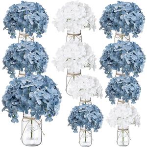 Mason Jars Flower Centerpieces, 10 Set Blue White Hydrangea Mason Jars Table Centerpieces Decor Glass Flowers Jars for Home Party Wedding Bridal Shower Graduation Boho Decorative
