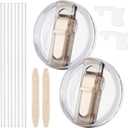 2 Pcs Spill Proof Tumbler Flip Straw Lid for Stanley Cup, 30 oz Leak Proof Lid for Stanley H2.0 Quencher ProTour, Replacement 30 oz, with Removable Nozzle (Cream+Cream)