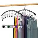Volnamal Legging Organizer for Closet, 2 Pack Metal Yoga Pants Hangers w/10 Clips Holds 20 Leggings, Space Saving Hanging Closet Organizer w/Rubber Coated Closet Organizers and Storage, Black