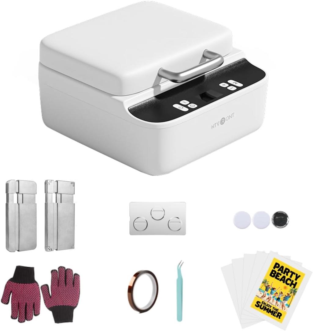 HTVRONT Phone Case Heat Press Machine Compatible with iPhone & Android - Vacuum Heat Press H17 for Phone Cases- Sublimation Press for Custom Phone Case, Badges, Coasters, Includes Film & Fixture