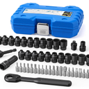 1/4-Inch Pass Through Socket Set, 48-Piece SAE & Metric 12-Point Go-Thru Sockets with 2-in-1 Ratchet (72-Tooth), Adapter, Extension Bar & Sturdy Case, CR-V Steel