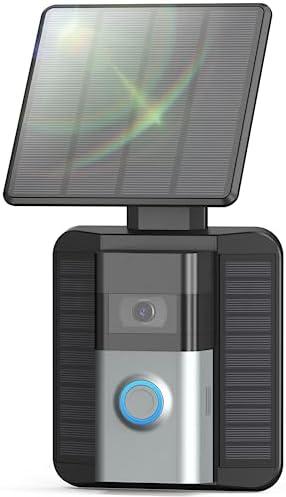 QIBOX Solar Charger Compatible with Ring Video Doorbell (2020 Release), 2.9W Waterproof Continuously Solar Panel, Only for Micro USB Port Adjustable Panel