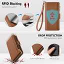 Antsturdy Compatible with Samsung Galaxy Note 10+ Plus Case Wallet with Card Holder for Women Men Phone Case RFID Blocking PU Leather Flip Cover with Strap Zipper Credit Card Slots,Light Brown