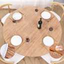 UMINEUX Round Fitted Vinyl Tablecloth with Elastic Edged & Flannel Backing, Waterproof Wipeable Round Table Cover for Indoor Outdoor Patio Use - Fits Tables up to 45" - 56" Diameter(Wood)