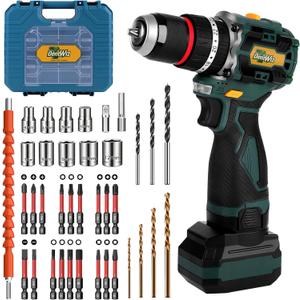 Cordless Drill Kit BLDC Motor Power Drill with 24 Torque Settings and 2-Speed, 450-2000 RPM, 3000mAh Battery, Electric Power Drill with Drill Bits and Accessories for Home DIY and Woodworking