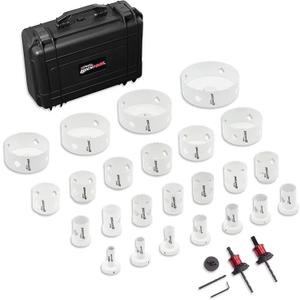 Disston QUICKCORE 28 pc Set with 24 Hole Saw Sizes Included & Quick Change Arbor and Adaptor, Part E0100255, White (255)